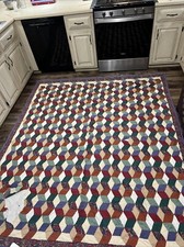 Vintage Feed Sack Hand Pieced Beautiful Quilt 80x94 Project