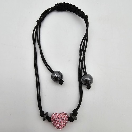 Crystal Pink Heart Bracelet Gold tone Cross AND Natural Stone 3 Pendant Bracelet - Picture 7 of 23