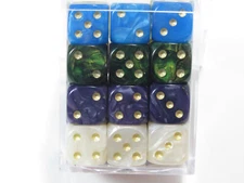 NEW Dice Cube Set of 36 Mix Style D6 (12mm) - 12 colors / 3 dice each.