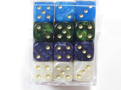 NEW Dice Cube Set of 36 Mix Style D6 (12mm) - 12 colors / 3 dice each.