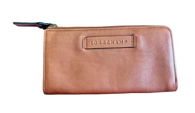Longchamp Brown Leather Zip Around Accordion Wallet 8