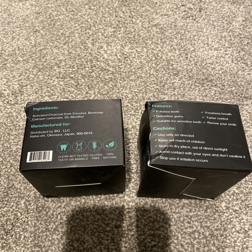 Polvo blanqueador de dientes de carbón activado BQ de 2 unidades de coco 100 % natural 2,1 oz Foto 3 de 4