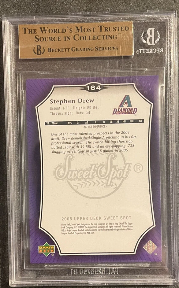 2005 Upper Deck Sweet Spot Stephen Drew #164 BGS 9.5 Diamondbacks 波士顿红袜队 — 第 2/2 张图片