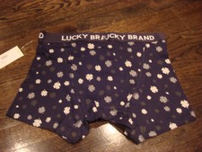 LUCKY BRAND MENS BOXER BRIEFS LUCKY CLOVER BLACK SIZE MEDIUM - BRAND NEW - NWT