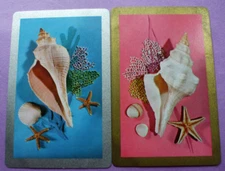 2 Single Genuine Vintage Swap Playing Cards Seashells Starfish Coral Pair