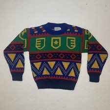 VTG Health Tex Sweater Toddler Kids Crew Neck Geometric Pattern Size 4 EUC