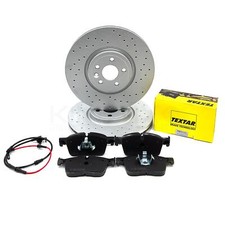 FOR RANGE ROVER VELAR 3.0 SDV6 D300 L560 DRILLED FRONT BRAKE DISCS TEXTAR PADS