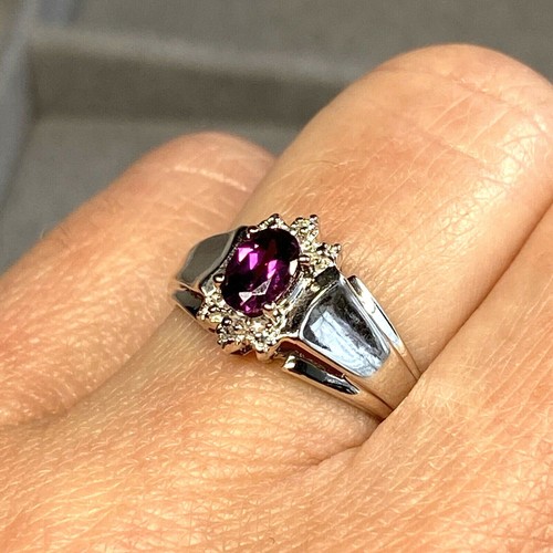 Vintage Garnet Diamond Ring Size 7 Estate Fine Jewelry Pre-Owned $1299 Cert - Picture 2 of 12