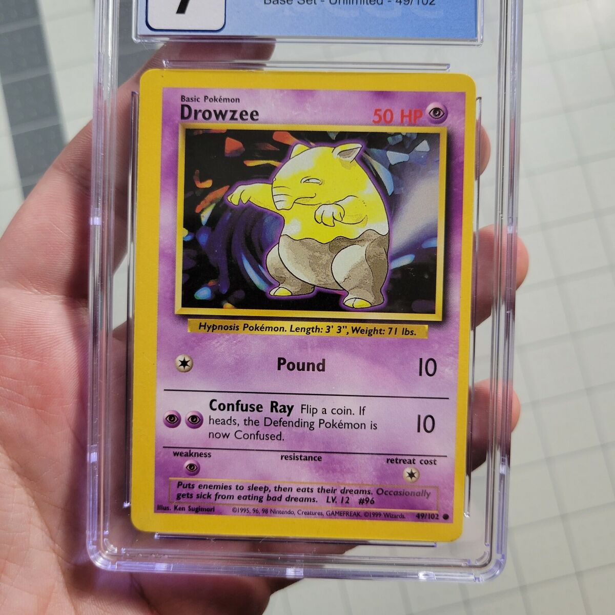 Drowzee OC Miscut Pokemon Card Graded Cgc 7 Near Mint Base Drowzee OC Miscut Pokemon Card Graded Cgc 7 Near Mint Base