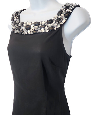 Connected Jeweled Rhinestone Dress Black Women's 8 MEDIUM Petites Unique Look!!!