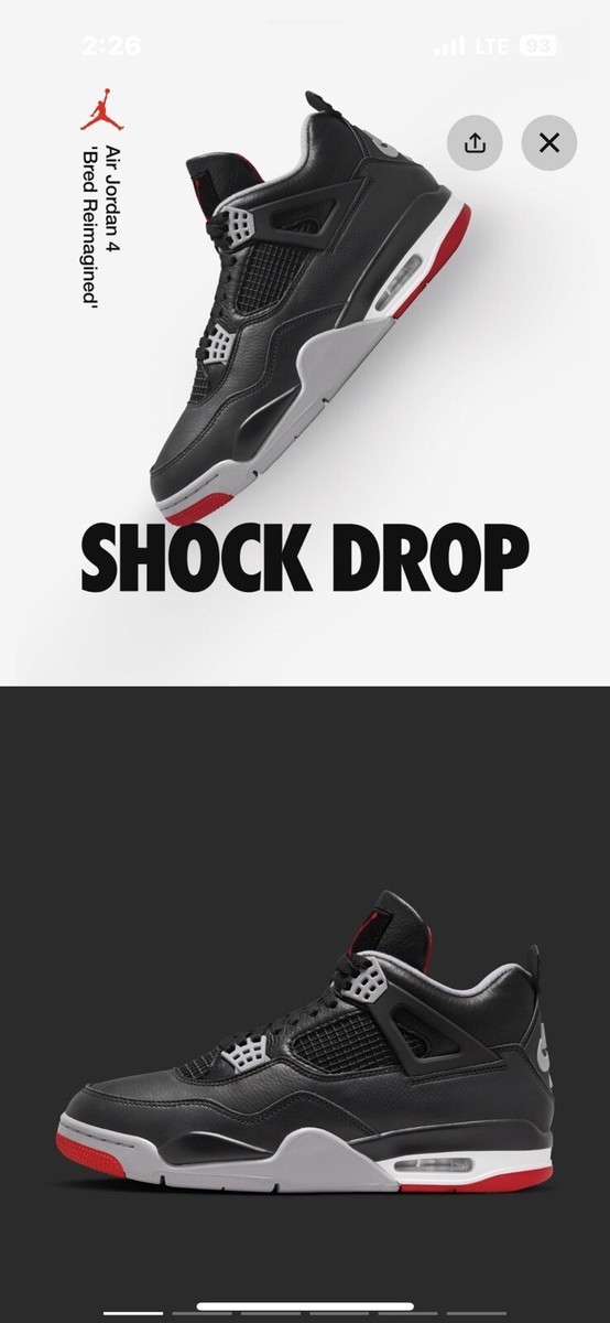 Nike Air Jordan 4 Bred Reimagined Black Red FV5029-006 Size Nike Air Jordan 4 Bred Reimagined Black Red FV5029-006 Size