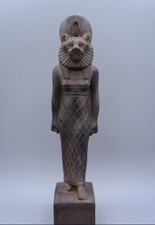 UNIQUE ANCIENT EGYPTIAN STATUE Goddess Sekhmet Heavy Stone with Magic carving