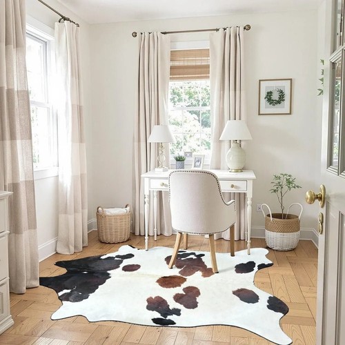 Extra Large Brown and White Cowhide Rug Size 6.4 x 7.7 ft---4985 - Picture 2 of 4