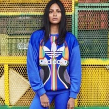 Adidas X Farm Rio Tukana Toucan Sweatshirt Trefoil Blue Artsy Funky Sz XS B1
