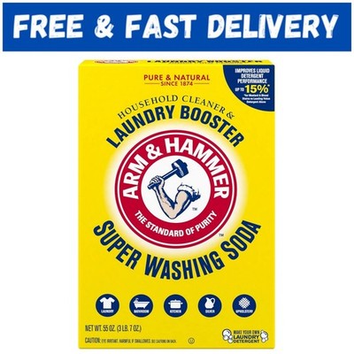ARM & HAMMER Super Washing Soda Household Cleaner and Laundry Booster, 55 oz Box