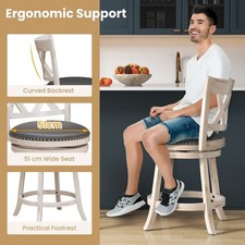 24" Set of 2 360 °Swiveling Upholstered Seat Bar Stools Counter Height Chair