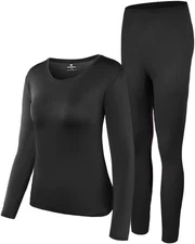 Thermal Underwear Women Ultra-Soft Set Base Layer Top & Bottom Long Johns with F