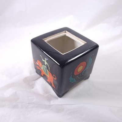 Kinkozan Brand Art Deco Pottery Floral Elephant Ceramic Box Vintage Japan