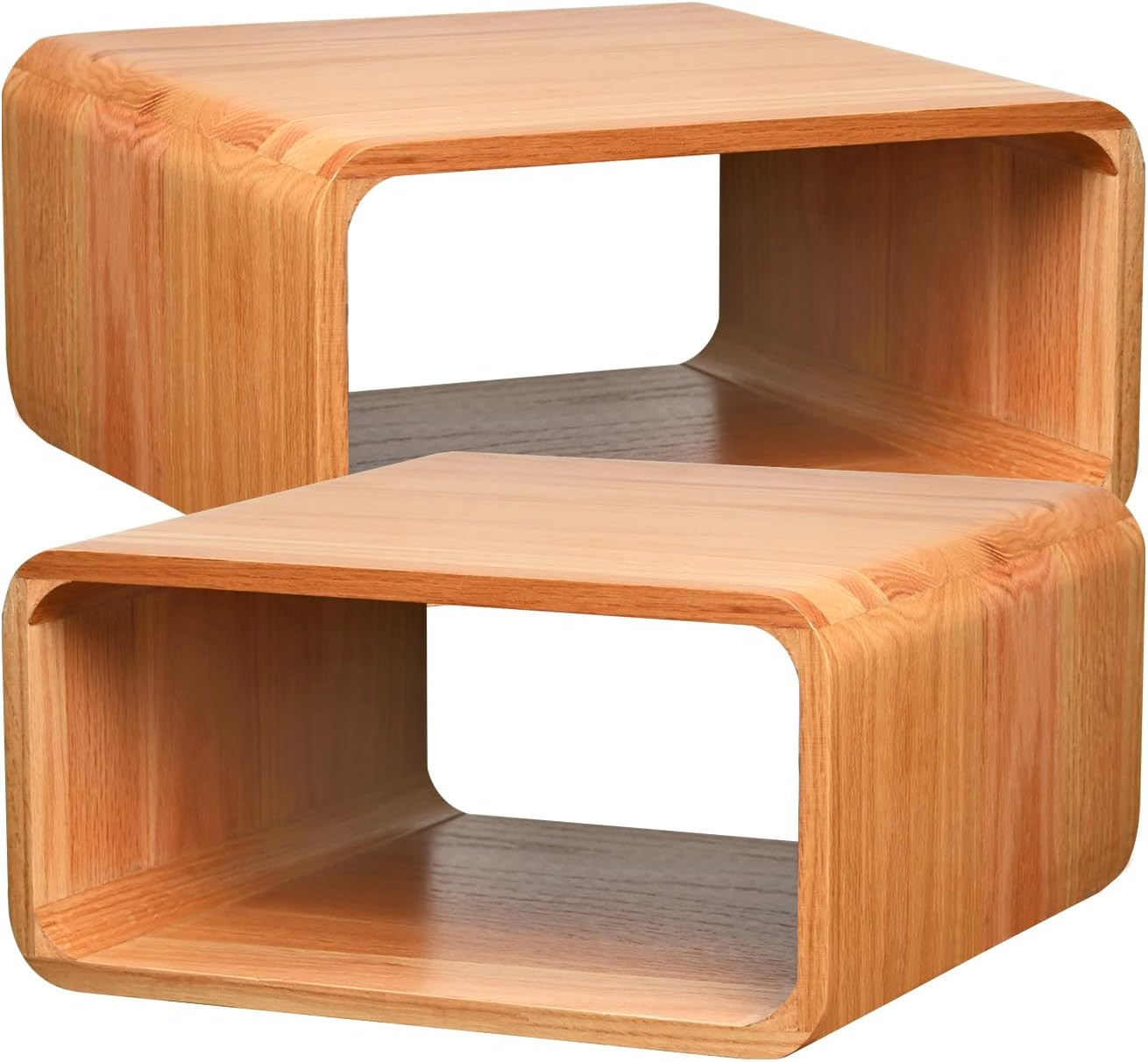 Red Oak Wooden Cube Storage Bookcase Organizer - Set of 2 for Any Room