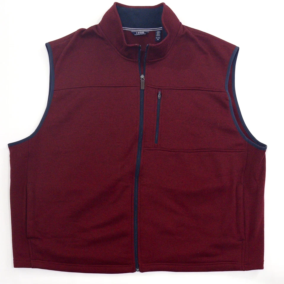 Chaleco polar IZOD para hombre XXL rojo cremallera completa bolsillos sin mangas Foto 2 de 4