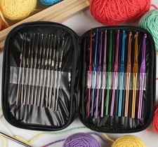 22pcs Set 0.6mm-6.5mm Crochet Hooks Needles Knit Weave Colored Aluminum Portable