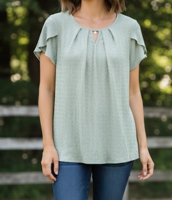Wilde Short Sleeve Women's Blouses In Green Size Large