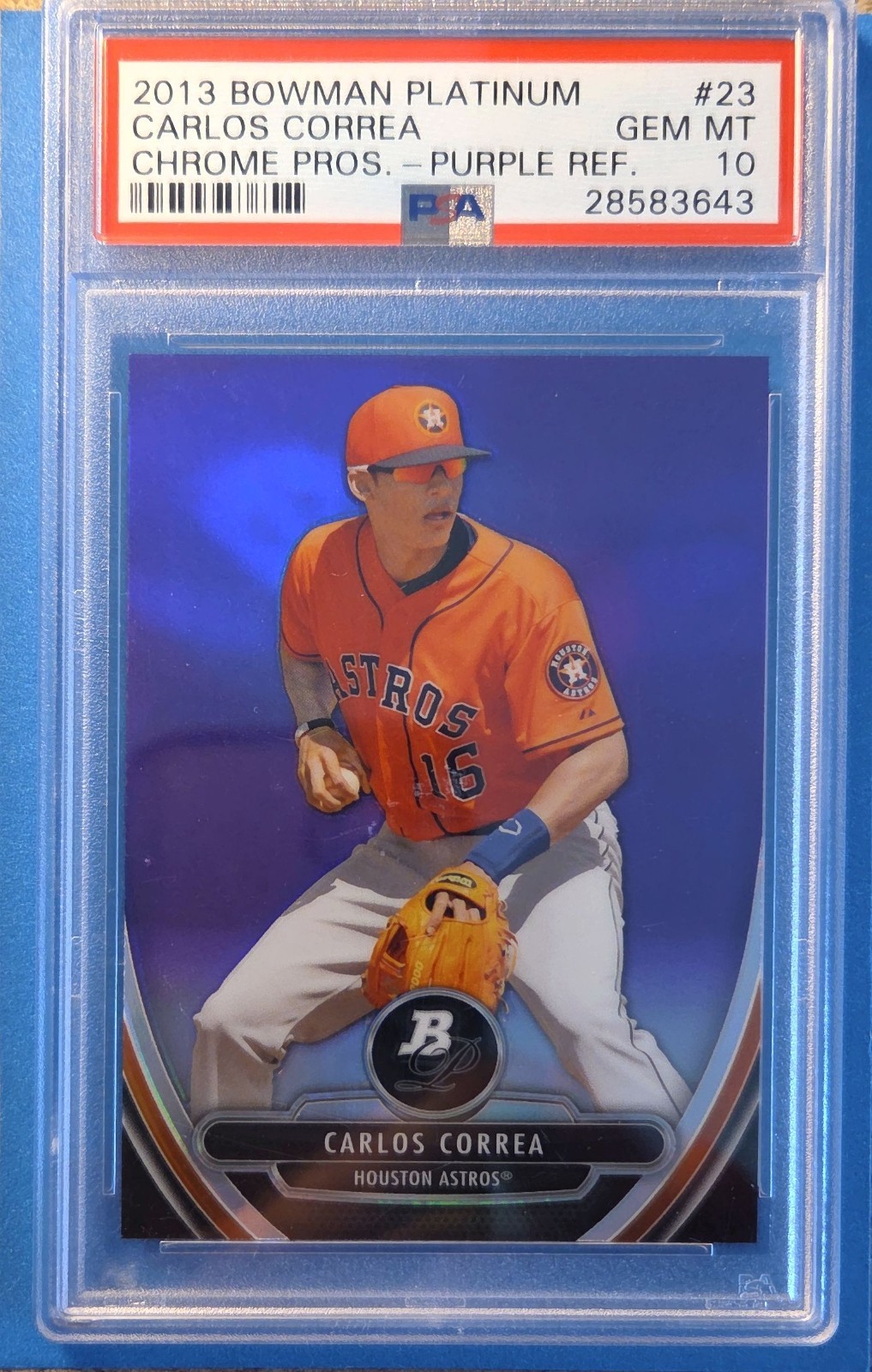 2013 Bowman Platinum #23 Carlos Correa Chrome Prospects Purple Refractor PSA 10