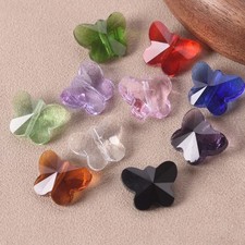 10pcs 14mm Butterfly Shape Faceted Crystal Glass Loose Beads For Jewelry Making