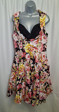 LINDY BOP DRESS BLACK OPHELIA FLORAL SWING Red UK20 Sleevless Skater L3240