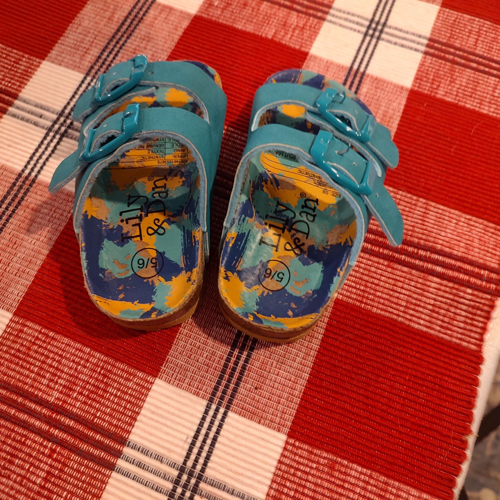 Lily & Dan Toddler Blue Galaxy/Space Print Double Buckle Footbed Sandals