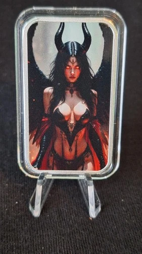 1 oz fine silver bar "Temptation of Lilith" sexy colorized W/COA