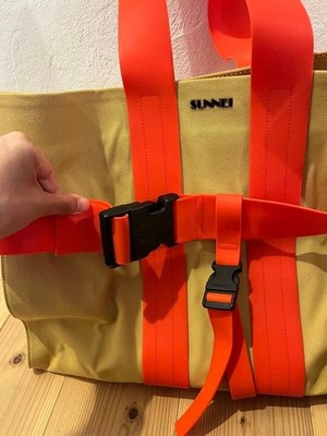 SUNNEI Italy Made Parallelepipedo Messenger Bag Canvas Orange