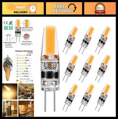 2W G4 LED Bulbs - 20W Equivalent Bi-Pin AC/DC 12V Warm White 3000K (10 Pack)