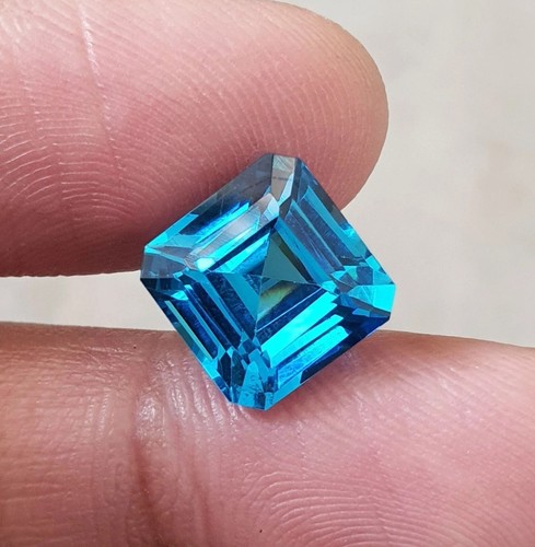 AAA Flawless 10 Ct Vietnam Blue Color Spinel Loose Asscher Cut Gemstone Natural - Picture 2 of 6