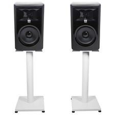  2 JBL 306P MkII 6" Powered Studio Monitor Monitoring Speakers White 21" Stands