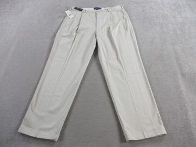 VINTAGE Polo Ralph Lauren Pants Mens 38x32 Khaki Pleated Hammond Straight Cuffed