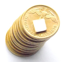 Lot GERMAN 10x 5 REICHSPFENNIG 1937 - 1939 Brass Coin SWASTIKA 3RD WW2 Pfennig