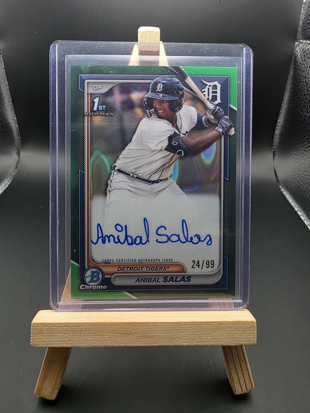 Anibal Salas 2024 Bowman Chrome 1st Bowman Green Refractor Auto /99 Tigers