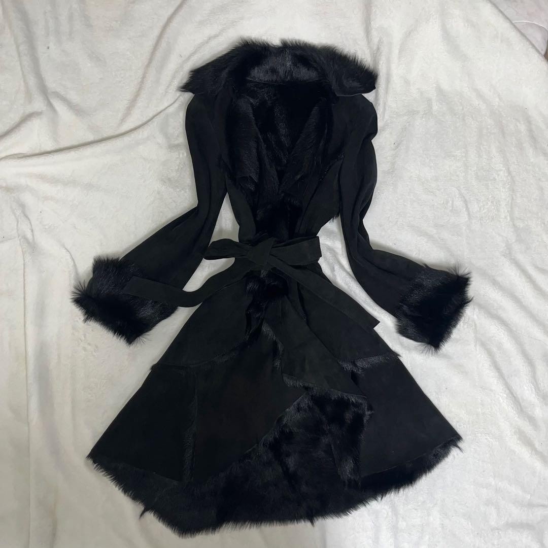 Luxury Moncada Lamb Leather Fur Coat 2000s Y2K Vintage Used