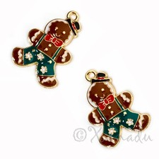 Gingerbread Man Charms 27mm Christmas Enamel Pendants C939536 - 5, 10, 20PCs