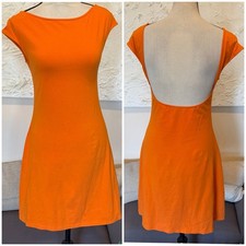 Reformation Soleil Open Back Cap Sleeve Mini BodyCon Dress Orange Citrus Sz M