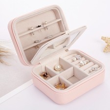 Travel Jewelry Box Zipper Case Ring Earring Organizer Small Portable Storage