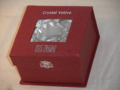 Oleg Cassini signierter Kristall Votivkerzenhalter geschliffen Diamantform Seiten verpackt