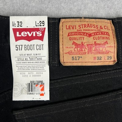 New VINTAGE 00s Levis 517 Bootcut Denim Jeans 32x30 Black Mens