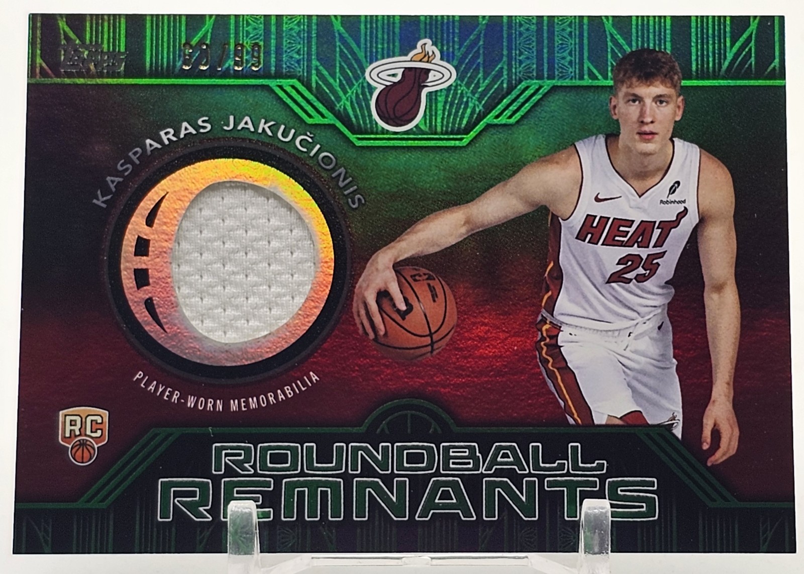 Kasparas Jakucionis 2025-26 Topps Basketball Roundball Remnants Green RC /99