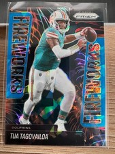 2025 Panini Prizm Tua Tagovailoa Fireworks Blue Ice /99 #9 Miami Dolphins DD5