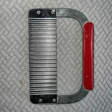 Vintage! HUOT St Paul Serrater, Red Plastic Handle, Stainless Steel Chopper