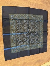 SILK SCARF PAISLEY POCKET SQUARE 17" SQUARE MADE IN ENGLAND HAND PRINTED