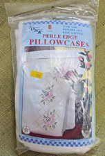 Jack Dempsey Stamped Pearl Edge Pillowcase, Pattern Rose Lattice 473, NO THREAD