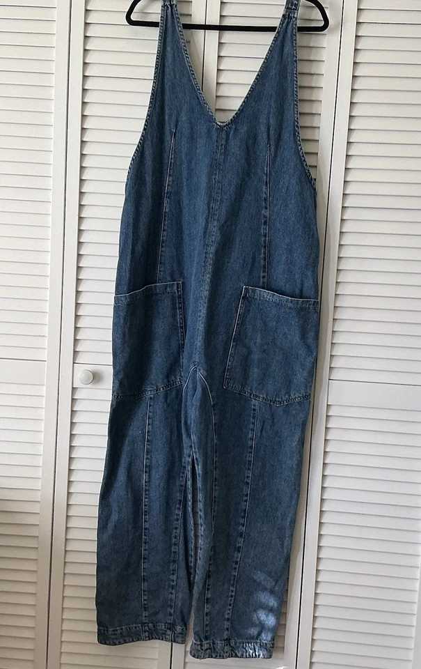 We the Free People женский размер M высокий роллер джинсовый комбинезон расслабленный крой модный - Изображение 4 из 4